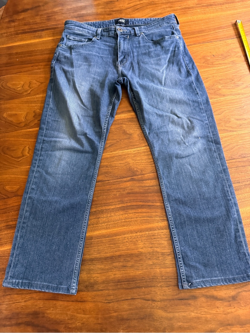 Paige Transcend Lennox Blue Jeans Russ color 34 W GUC Slim Straight Leg